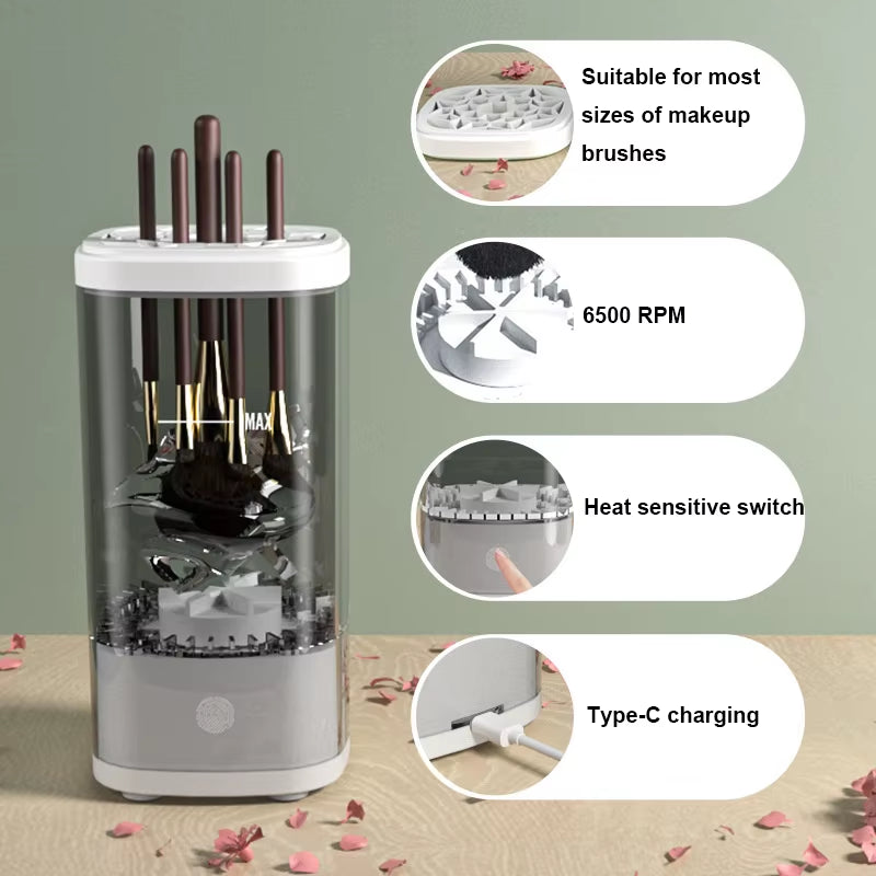 Update Electric Makeup Brush Cleaner Automatic 3 in 1 Cosmetic Brush Washing Drying Tools Type C-Charging Make up Brush Cleaner