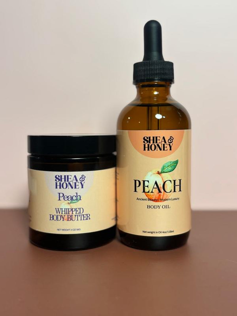 Peach Bundle Body Bundle 4Oz Peach Body Oil & Peach Whipped Body Butter Moisture Lightweight