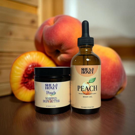 Peach Bundle Body Bundle 4Oz Peach Body Oil & Peach Whipped Body Butter Moisture Lightweight