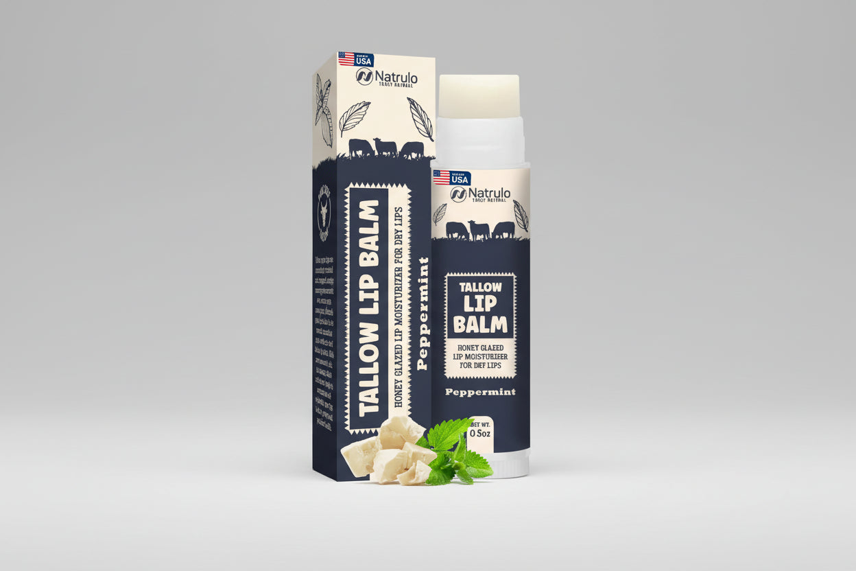 Beef Tallow Lip Balm with Beeswax – Grass-Fed, Deeply Hydrating