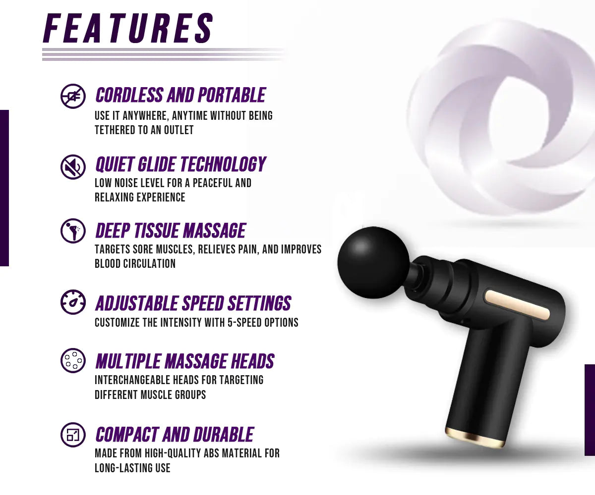Muscle Massage Gun – Deep Tissue Percussion Massager for Pain Relief & Recovery | Portable & Quiet