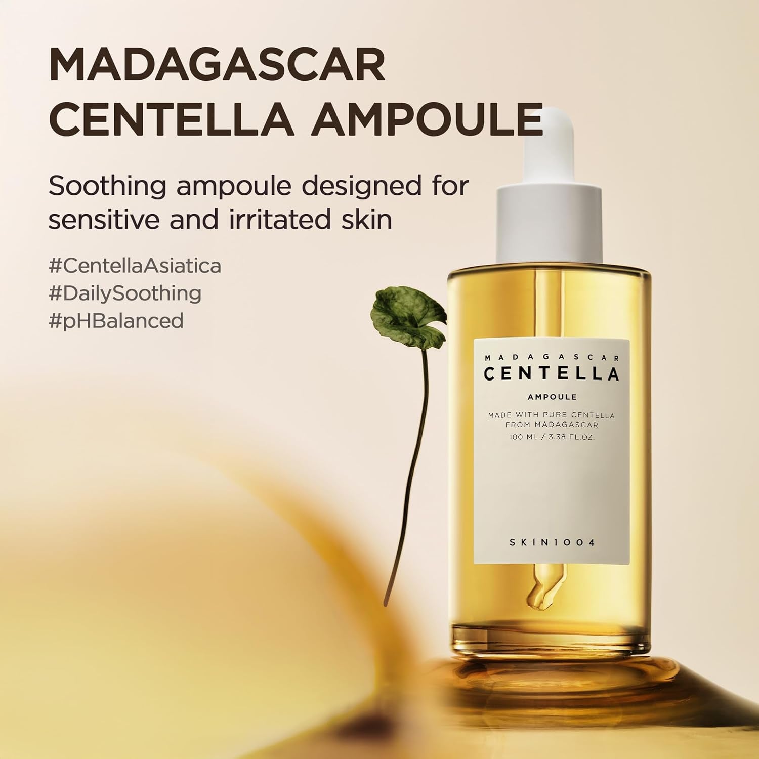 Madagascar Centella Asiatica Ampoule Facial Serum 1.85 Fl.Oz, 55Ml, Soothes Acne Prone and Sensitive Skin