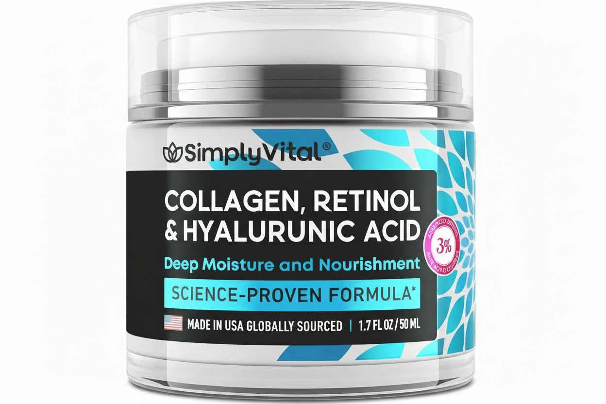 Collagen, Retinol & Hyaluronic Acid Cream - Anti-Aging Face Moisturizer for Face, Firming Skin Care Neck & Décolleté - Made in USA, Daily Moisturizer Face Cream Day & Night - 1.7 Fl.Oz.
