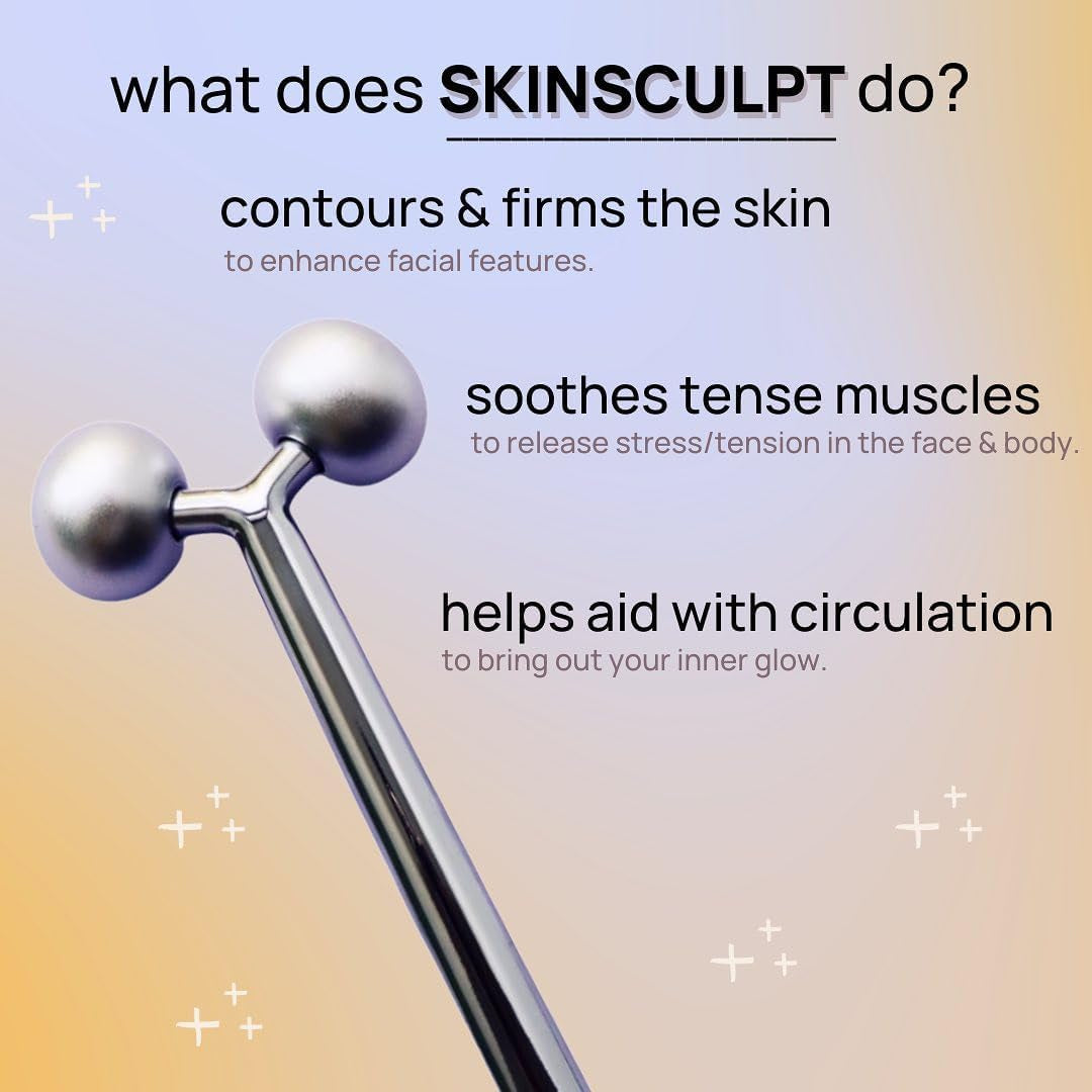 Face Roller Skin Care Tool | SKINSCULPT Face Massager Tool | Natural, Non-Toxic Sculpting Tool for All Skin Types | Relieves Facial Tension & Rejuvenates Skin