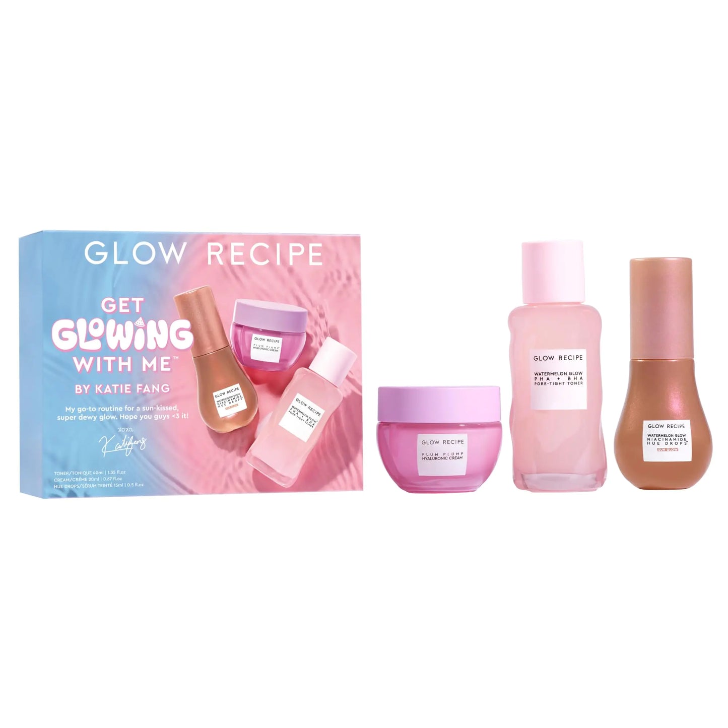 Glow Recipe Get Glowing Kit | Exfoliate, Hydrate & Glow (3-Piece Set)