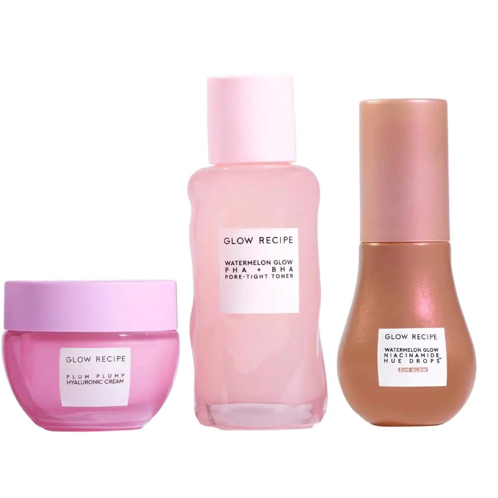 Glow Recipe Get Glowing Kit | Exfoliate, Hydrate & Glow (3-Piece Set)